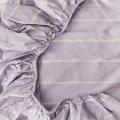 Vine Lilac Organic Cotton Fitted Sheet - SHEET STORY - 1