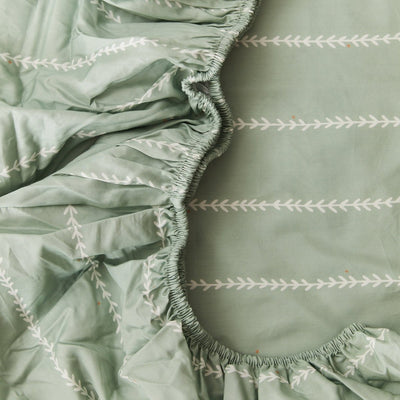 Vine Mint Organic Cotton Fitted Sheet - SHEET STORY - 1
